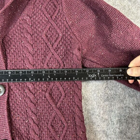 Eddie Bauer Sweater Womens Medium Cable Knit Cardigan Cotton Angora Rabbit - Picture 6 of 7